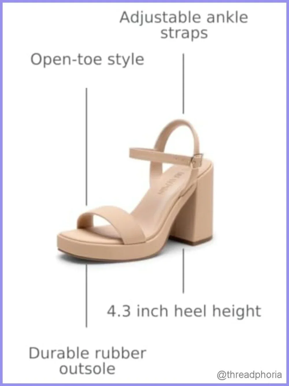 Women's Block Heel Platform Sandals Faux Leather Ankle Strap Open Toe